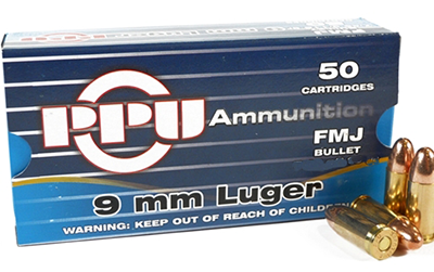 Ammunition TR&Z USA Trading Corp. 317 ft lbs 9mm PPU PPS9MM      9MM LUG SUB 158 FMJ          50/20 • Model: 317 ft lbs